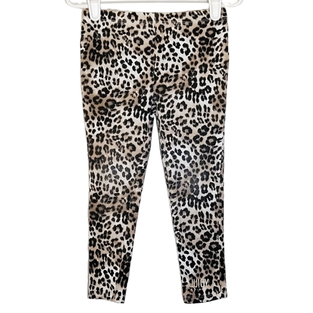 K1057 * Juicy Couture Girls Animal Print Leggings Tan Black Size 4